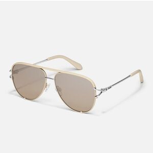 Quay Australia High Key Twist Aviator Sunglasses- Silver Champagne